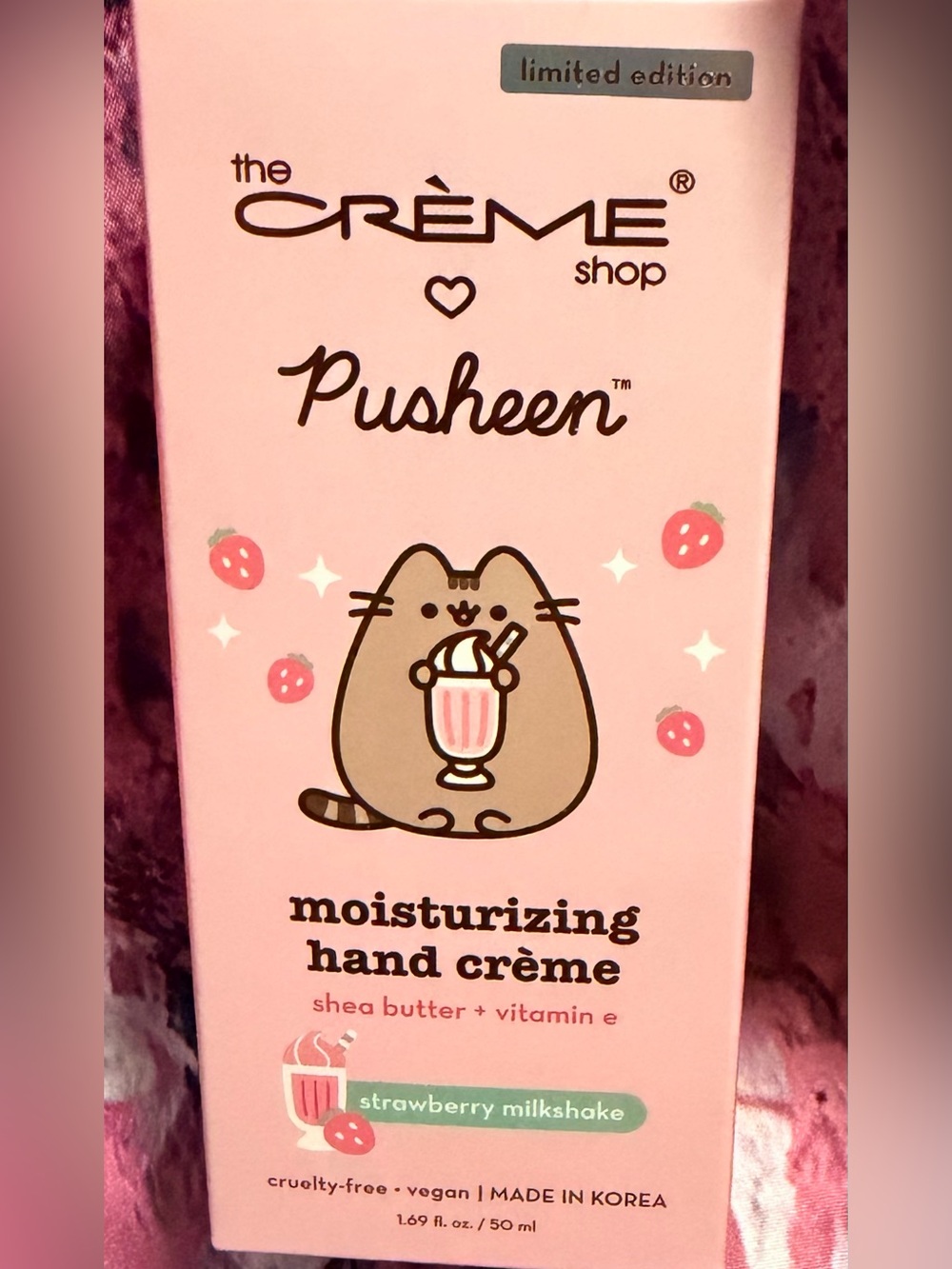 The Crème Shop Pusheen Strawberry Milkshake Moisturizing Hand Crème -NIB limited
